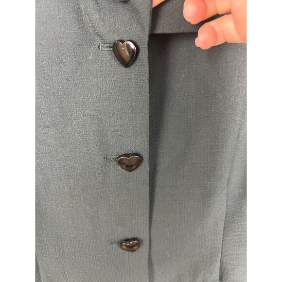 90s Y2K Cocorita Gerolamo Black Preppy Collared Suit Vest Heart Buttons 0 XXS - Picture 4 of 9